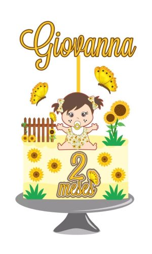 Arquivo topo de bolo Girassol bebê menina