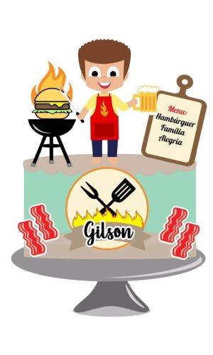 Arquivo topo de bolo hamburguer na brasa camadas