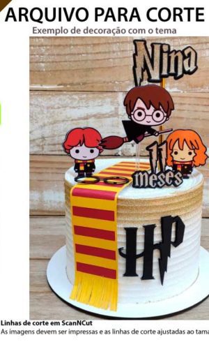 ARQUIVO Topo de bolo Harry Potter Cute +1 arquivo da loja