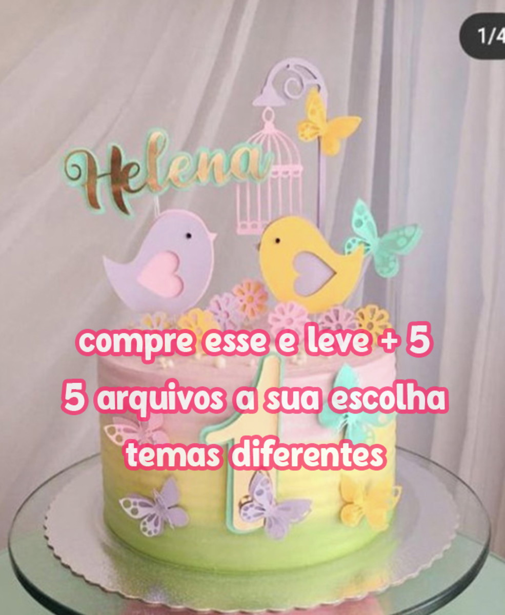 arquivo Topo de bolo Jardim passaros - Imagem 2