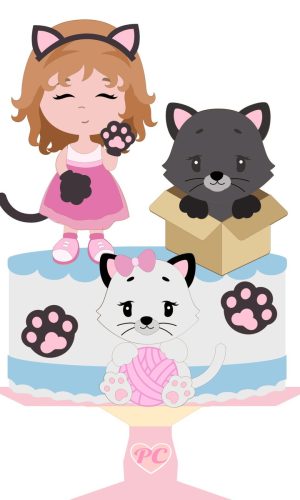 Arquivo Topo de Bolo - Menina e Menino Gatinhos