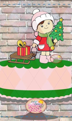 Arquivo Topo de Bolo Menina Trenó Natal Camadas - 973