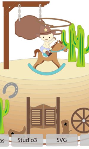 Arquivo topo de bolo mesversário Bebê Cowboy +1 tema da loja
