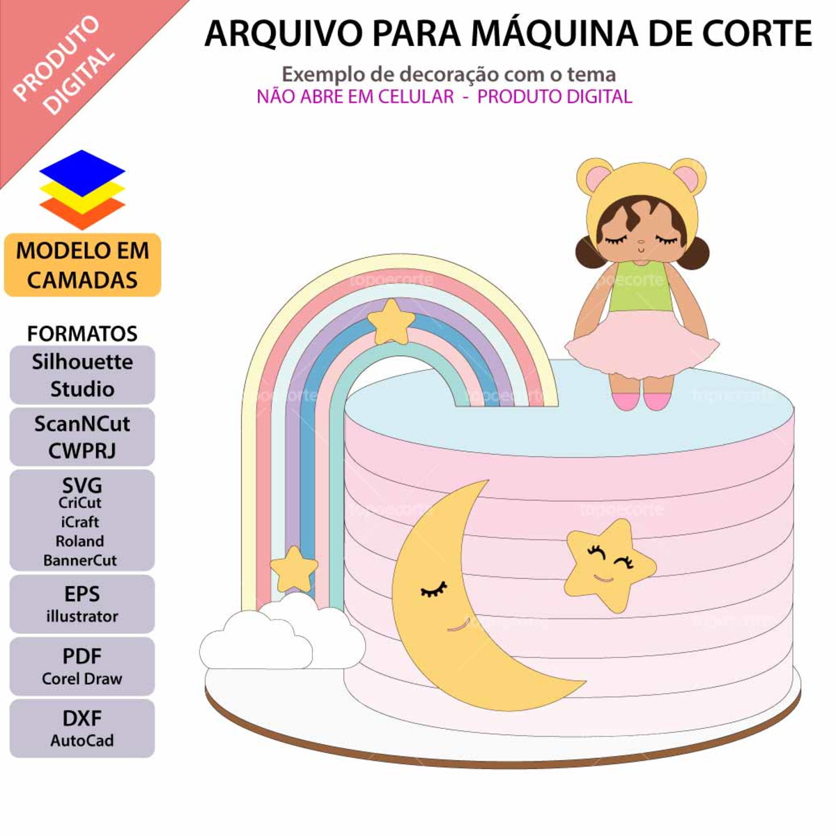 ARQUIVO Topo de bolo metoo doll em camadas + 1 tema da loja - Imagem 5