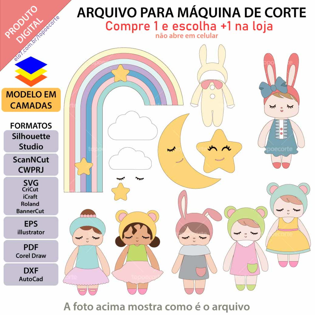 ARQUIVO Topo de bolo metoo doll em camadas + 1 tema da loja