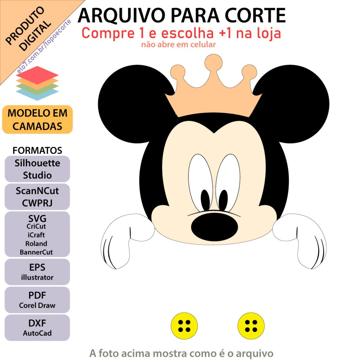 ARQUIVO Topo de bolo Mickey Baby +1 arquivo da loja - Imagem 2