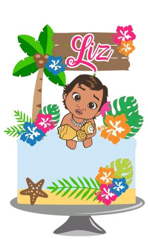 Arquivo topo de bolo Moana camadas