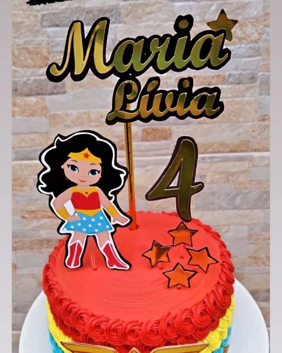 ARQUIVO - Topo de bolo Mulher maravilha - Imagem 2