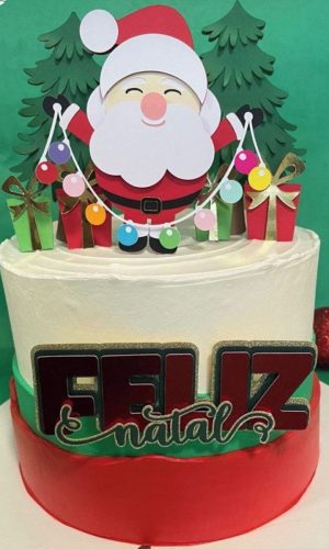 Arquivo Topo de Bolo Natal Papai Noel Bolinhas.studio