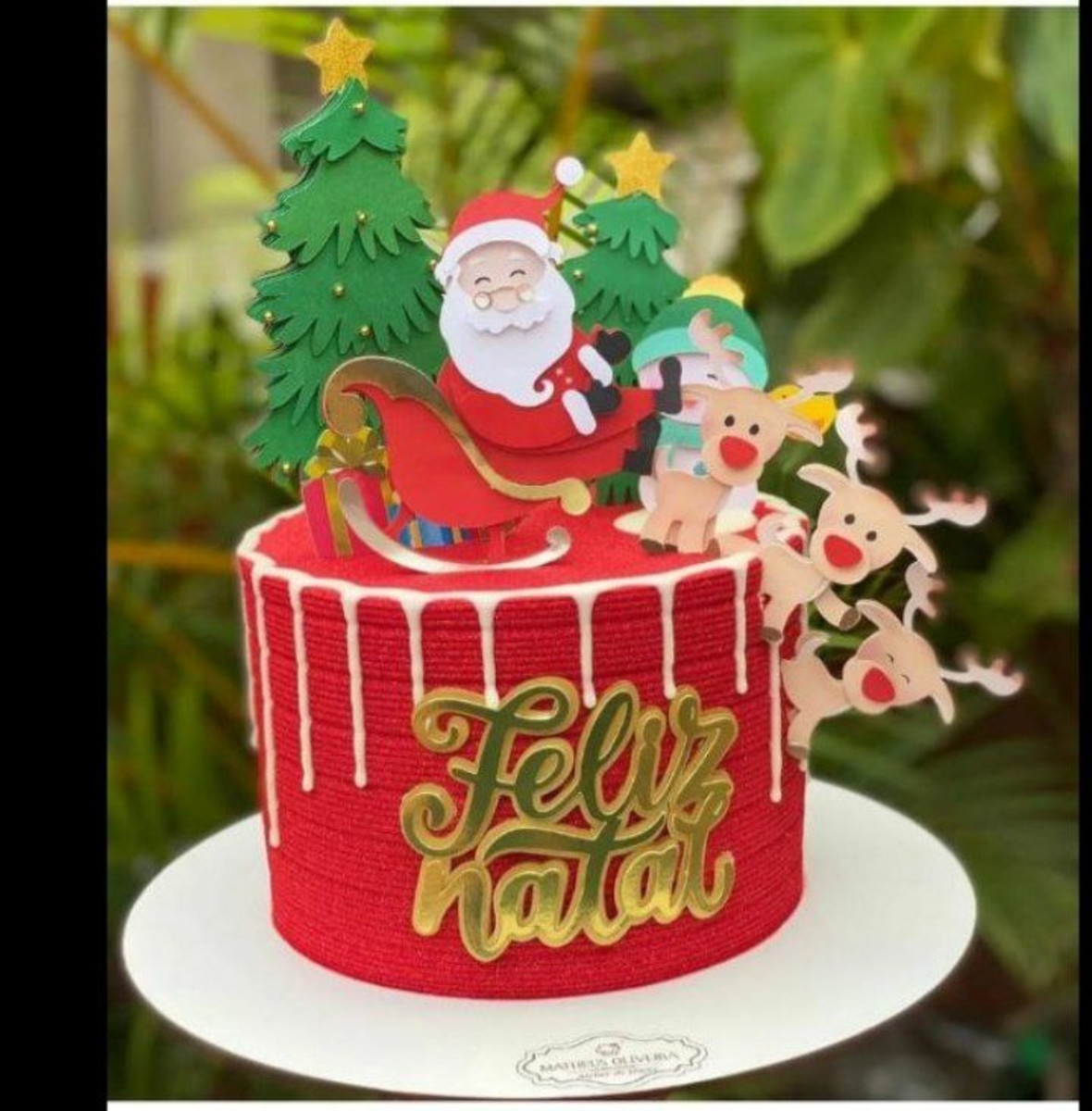 Arquivo Topo de Bolo Natal Papai Noel Renas .studio - Imagem 2