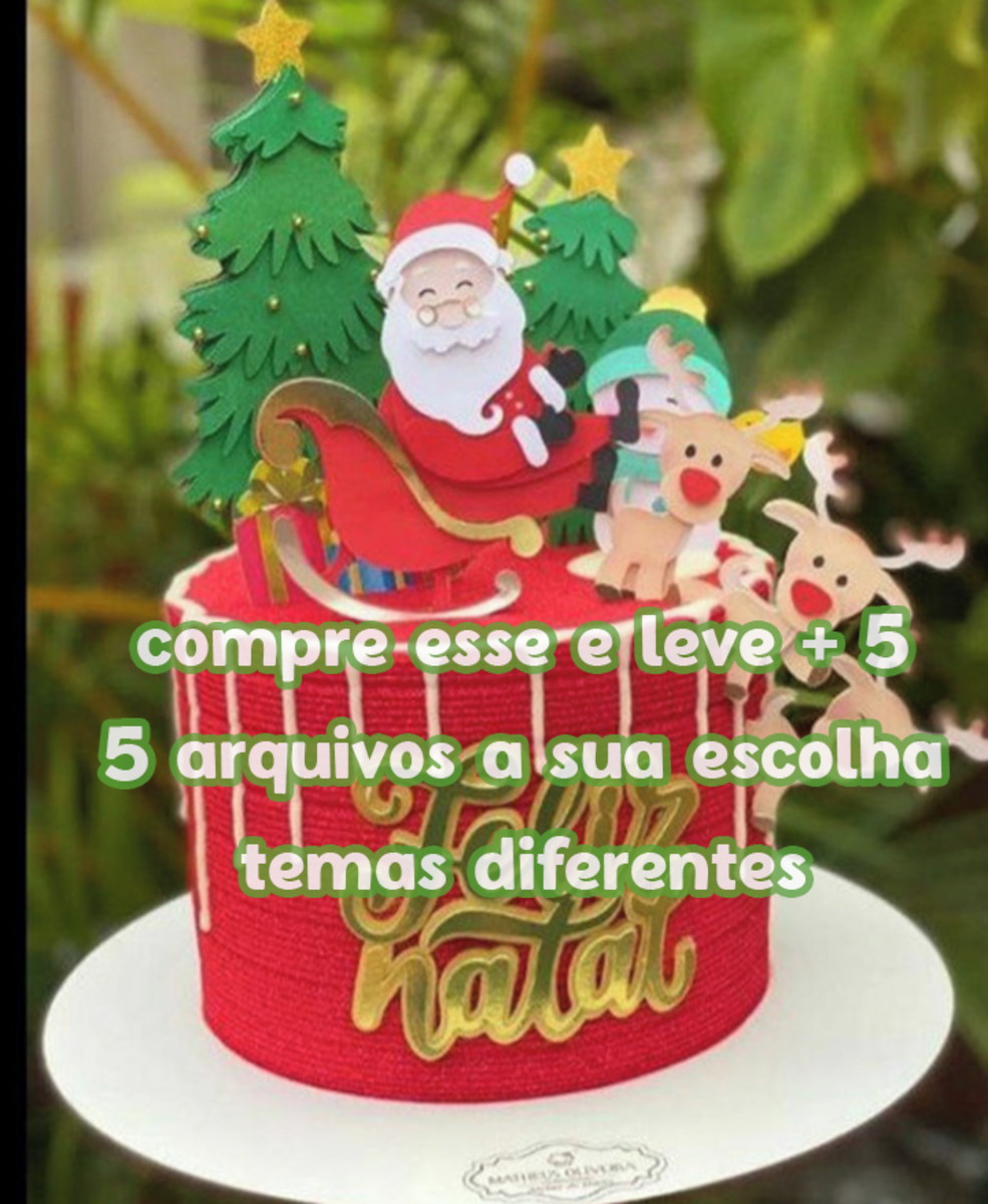 Arquivo Topo de Bolo Natal Papai Noel Renas .studio