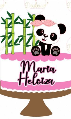 Arquivo topo de bolo panda menina em camadas com bambu