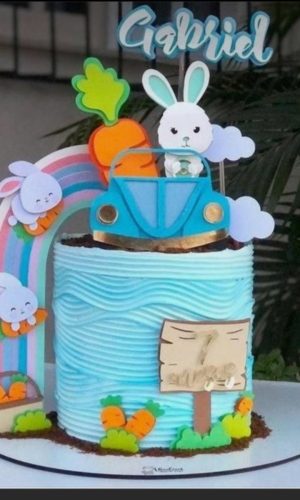 Arquivo Topo de Bolo Páscoa Coelho Fusca Camadas
