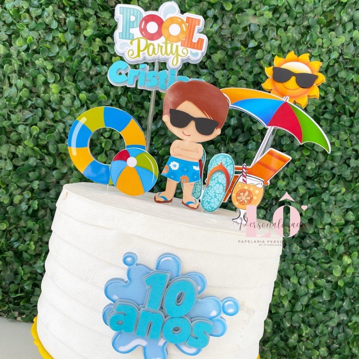 Arquivo Topo de Bolo Pool Party Menino