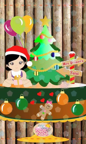 Arquivo Topo de Bolo Primeiro Natal menina Camadas - 933