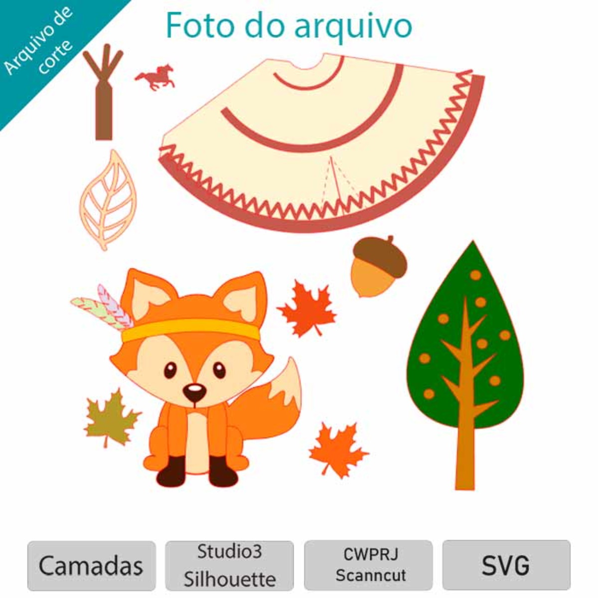 ARQUIVO Topo de bolo Raposinha com tenda +1 TEMA - Imagem 2