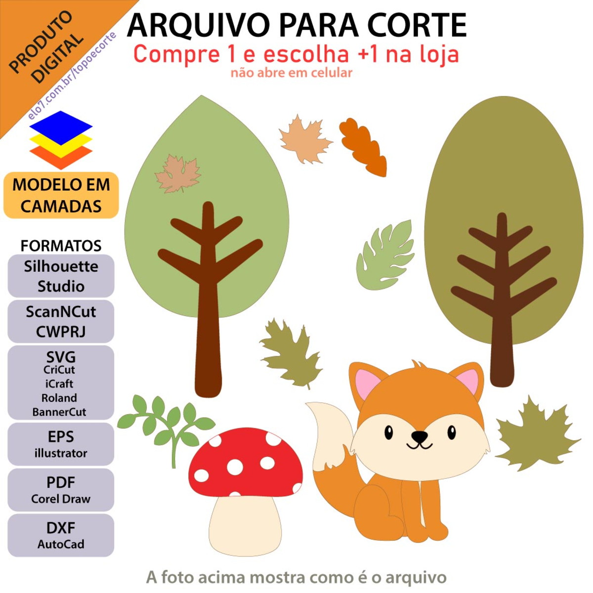 Arquivo Topo De Bolo Raposinha Sentada +1 Arquivo Da Loja