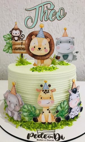 Arquivo Topo De Bolo - Safari Aquarelado