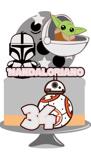 Arquivo topo de bolo Star Wars camadas mandaloriano