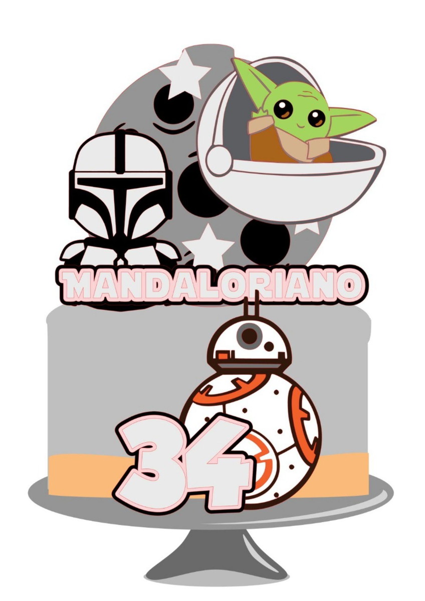 Arquivo topo de bolo Star Wars camadas mandaloriano