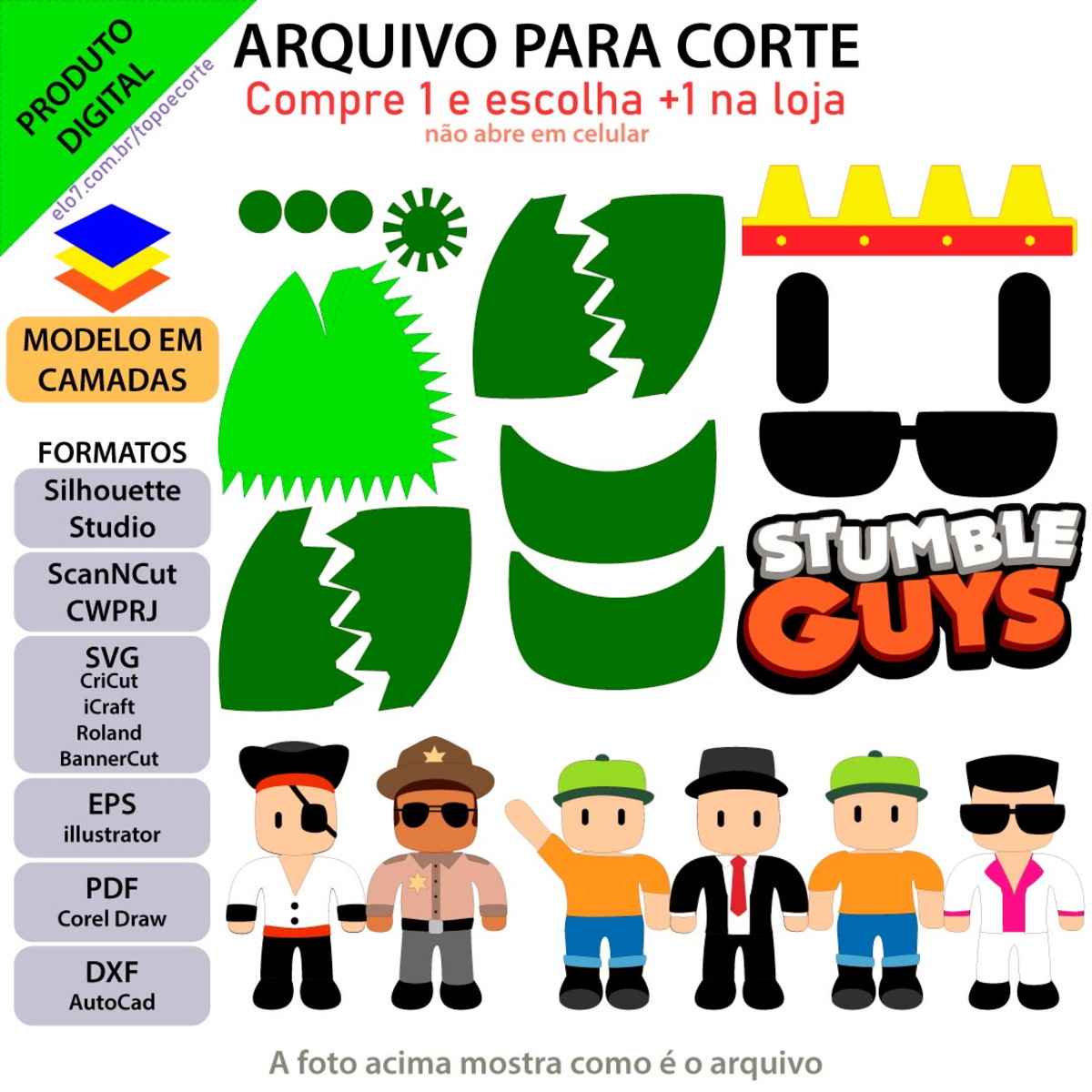 ARQUIVO Topo de bolo Stumble Guys Camadas +1 arquivo da loja