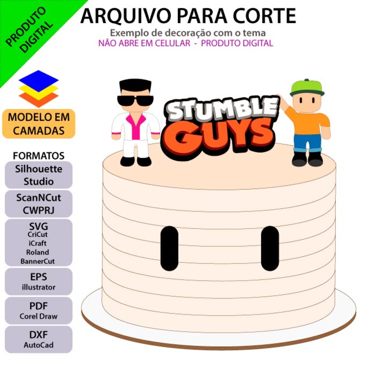 ARQUIVO Topo de bolo Stumble Guys Camadas +1 arquivo da loja - Imagem 3