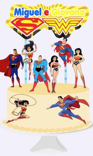 Arquivo Topo de Bolo - Super Man e Mulher Maravilha