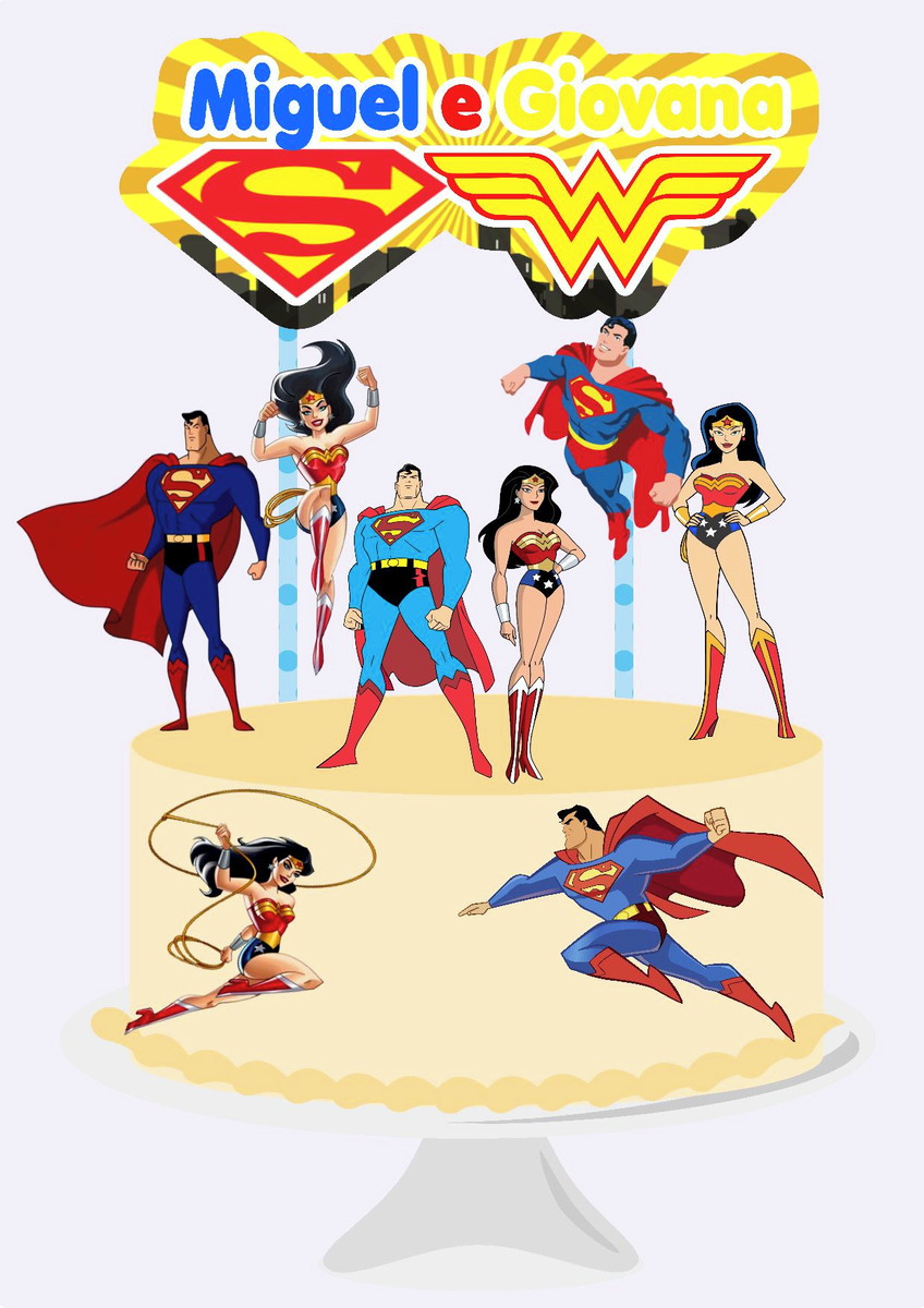 Arquivo Topo de Bolo - Super Man e Mulher Maravilha