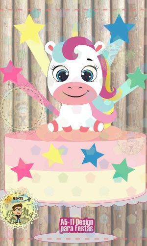 Arquivo topo de bolo unicornio baby EM CAMADAS REF: 722