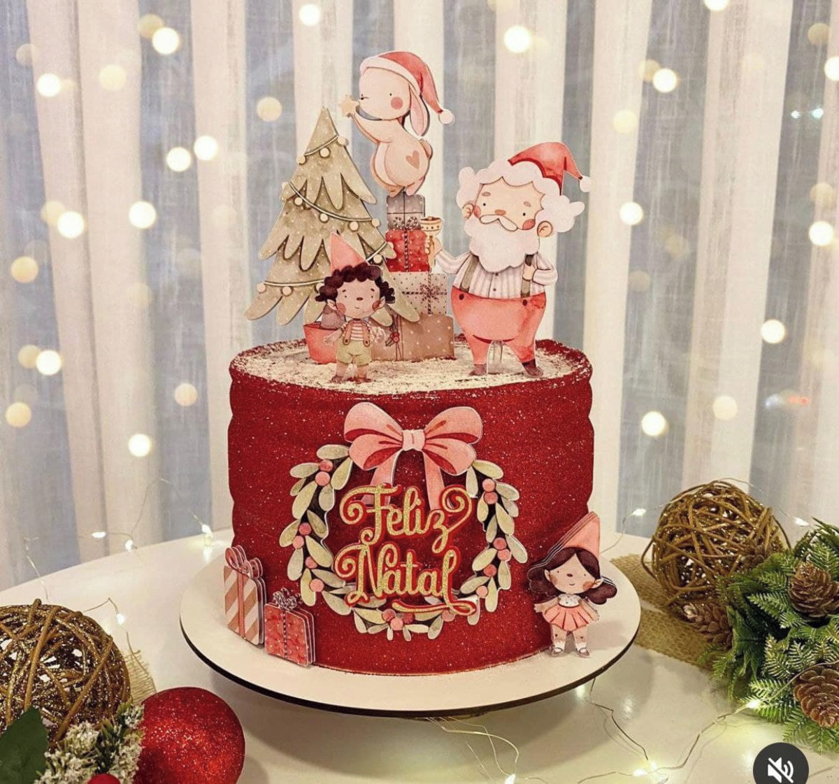 arquivo Topo de bolo de natal aquarela - Imagem 2