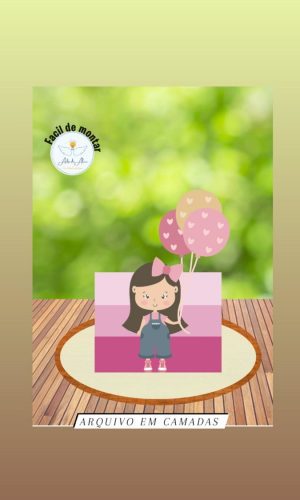 arquivo topo menininha cute com balões em camadas