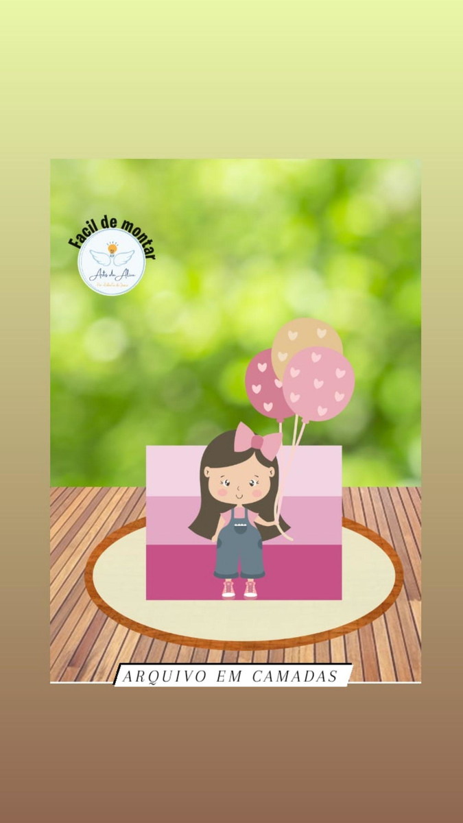 arquivo topo menininha cute com balões em camadas