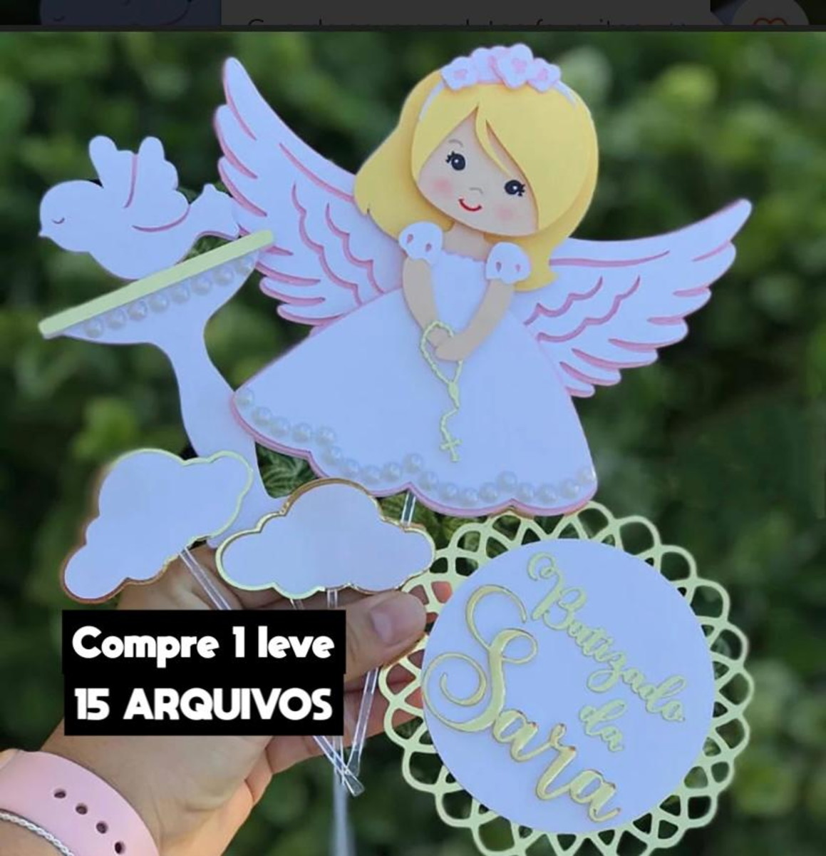 Arquivos de Corte- Batizado Menina (topo em Camadas)