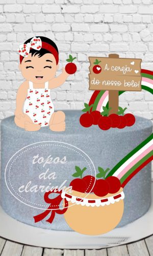 Arquivos de Corte Topo de Bolo Cerejinha Baby Camada