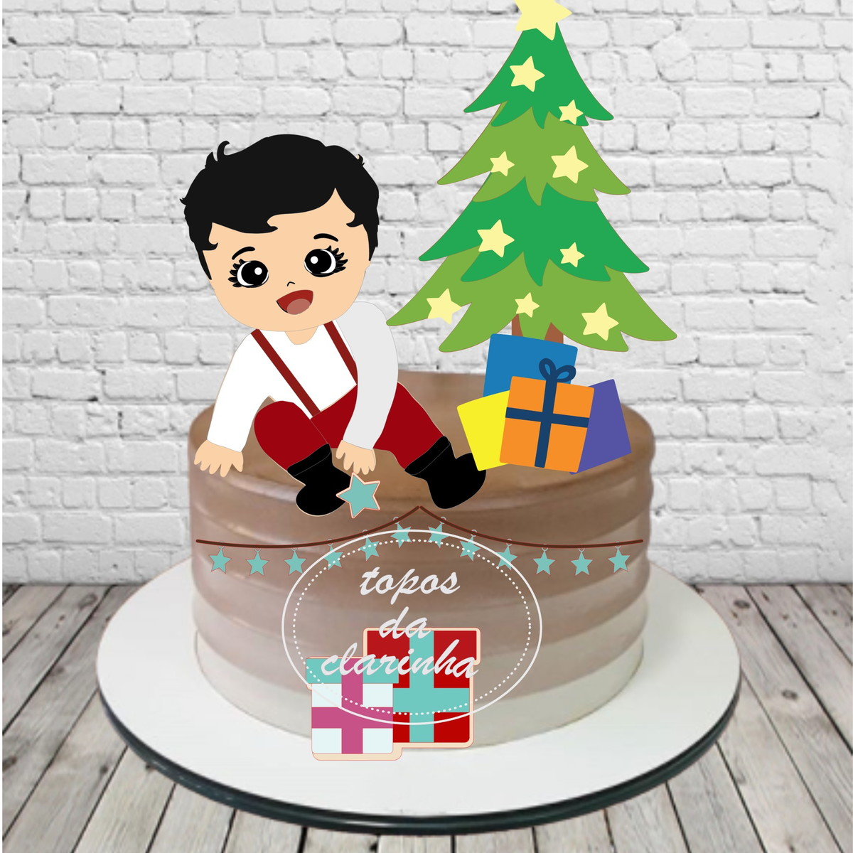Arquivos de Corte Topo de Bolo Menino Natal Camada