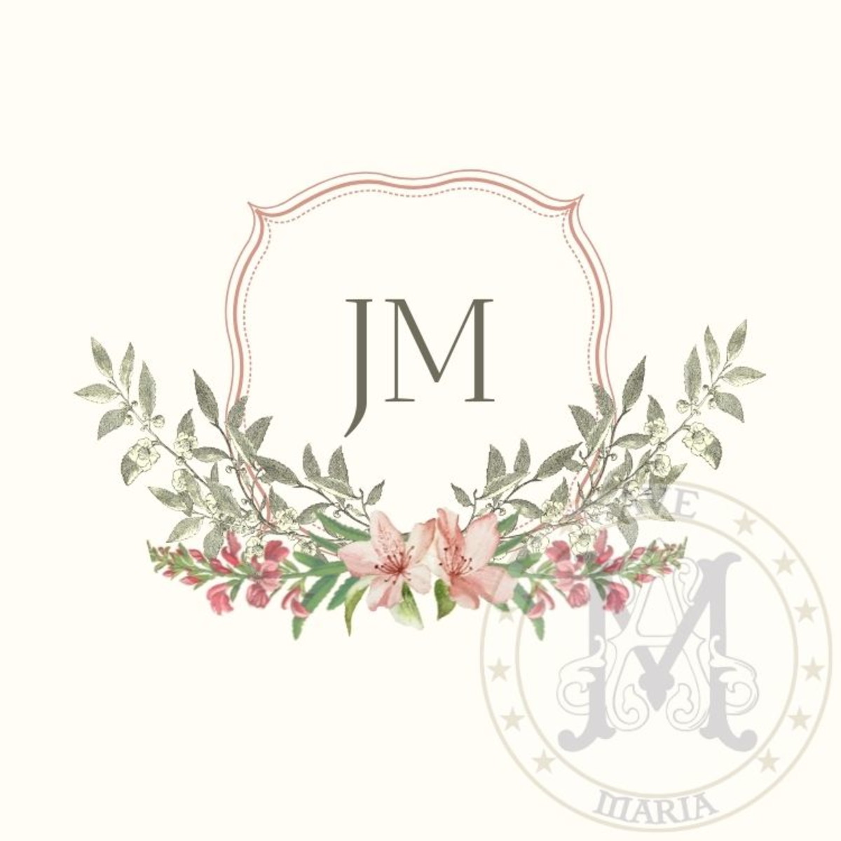 Arte Digital Brasão Monograma Aquarela Casamento Casal