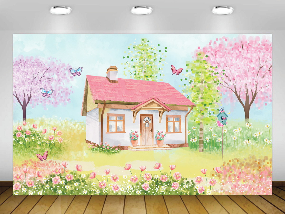 Arte Digital para Painel Casa de Boneca Aquarela