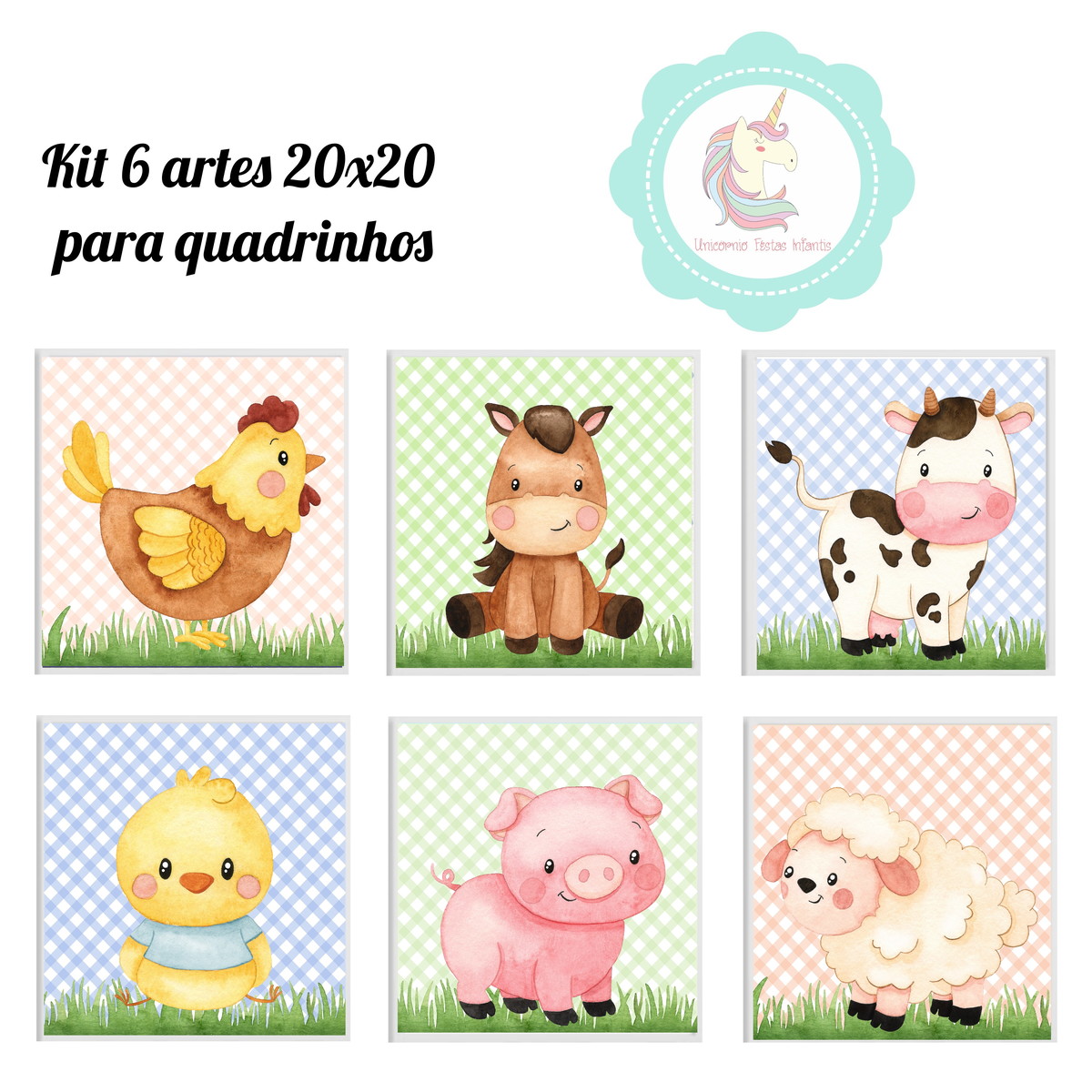 Kit Artes para quadrinhos fazendinha aquarela