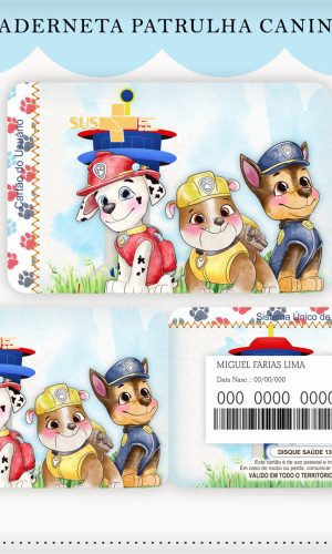 Cartão Sus Patrulha Canina Aquarela - Arquivo Digital
