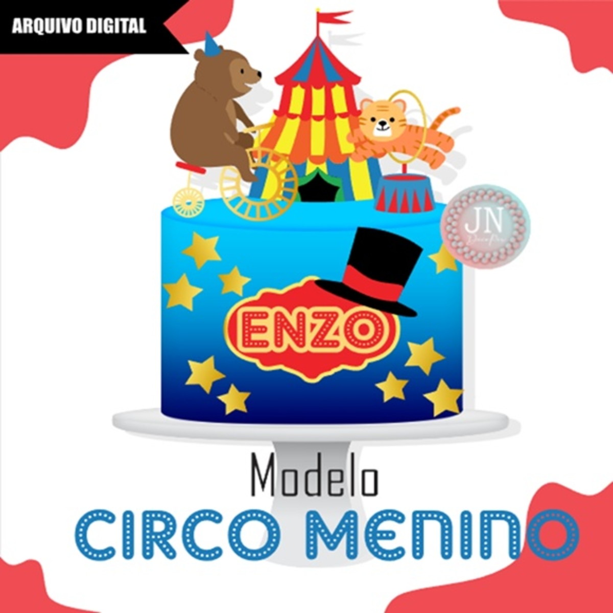Circo Menino -topo de Bolo Arquivo de Corte e Impressão
