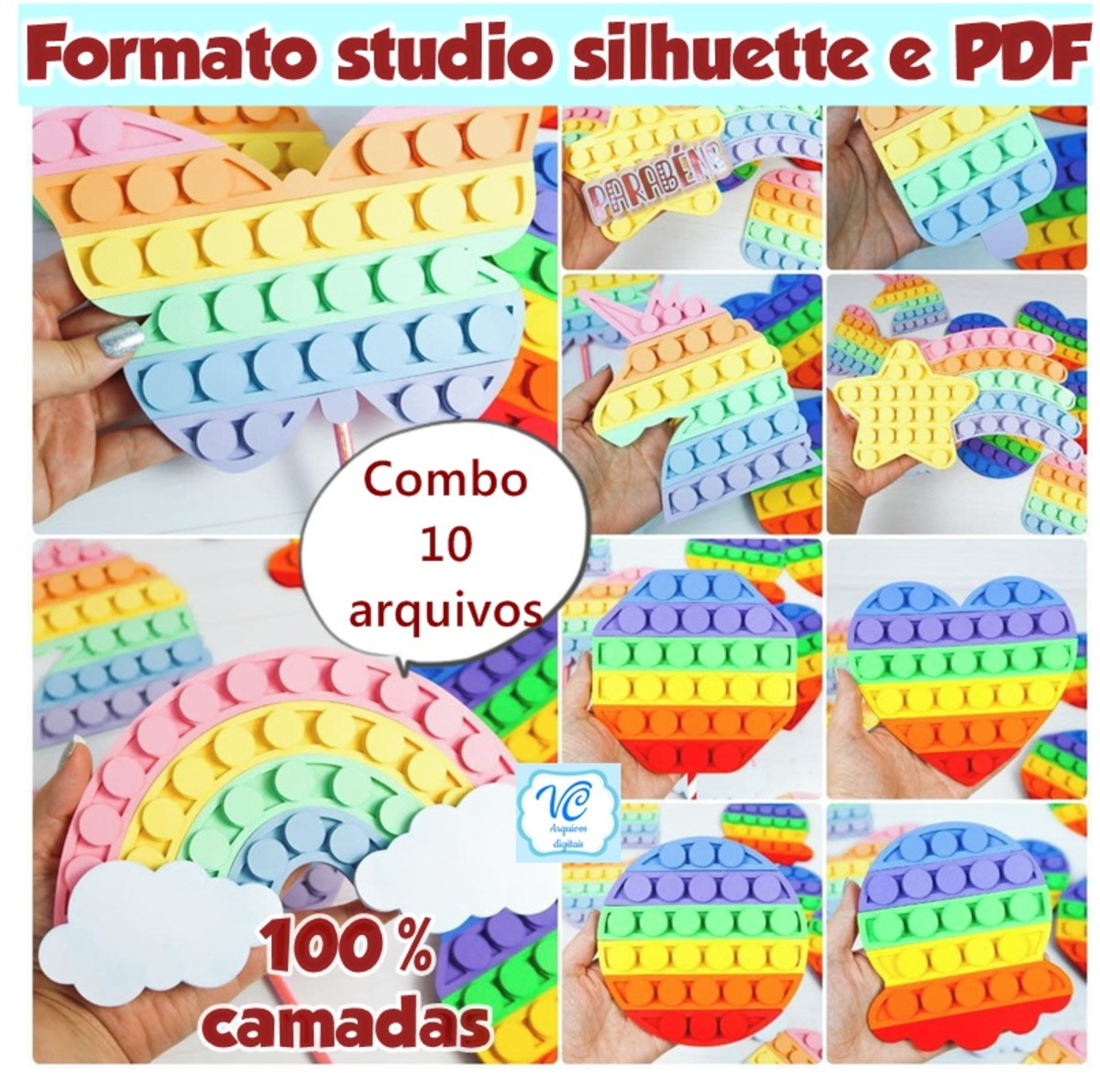 COMBO 10 Arquivos topo Pop it -10- Fidget toys -COD 980