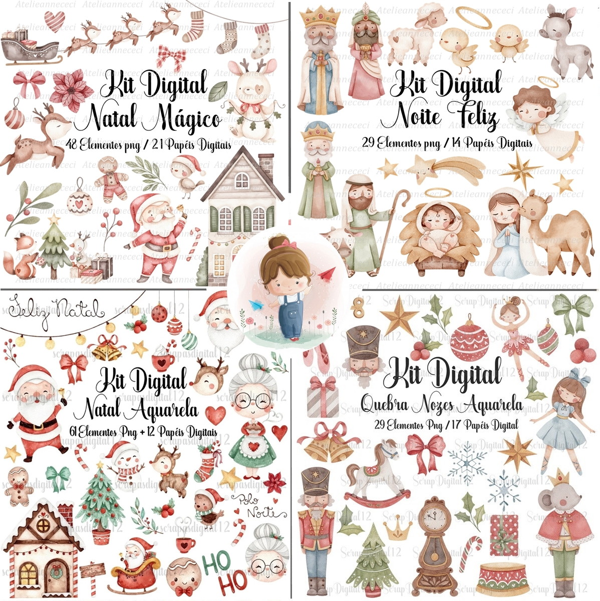 Combo - 22 Kits Natal Aquarela