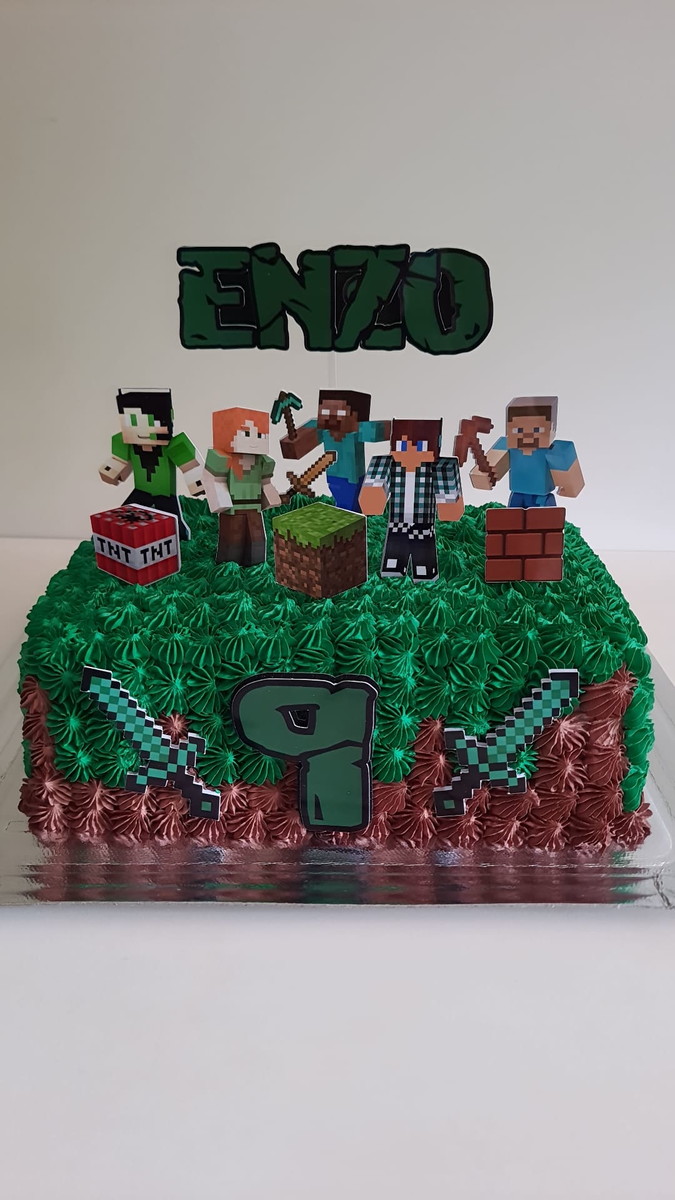 COMBO + Arquivo de Corte - Topo de Bolo Minecraft 1