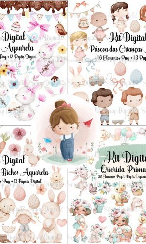 Combo Digital - 10 Kits Páscoa Aquarela