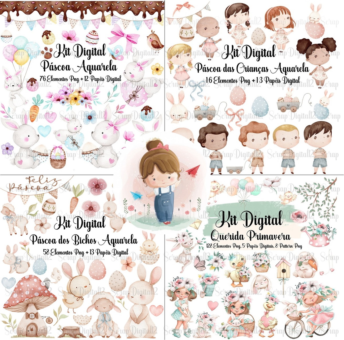 Combo Digital - 10 Kits Páscoa Aquarela