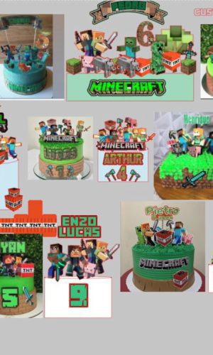 Combo Topo de Bolo Minecraft - Varios