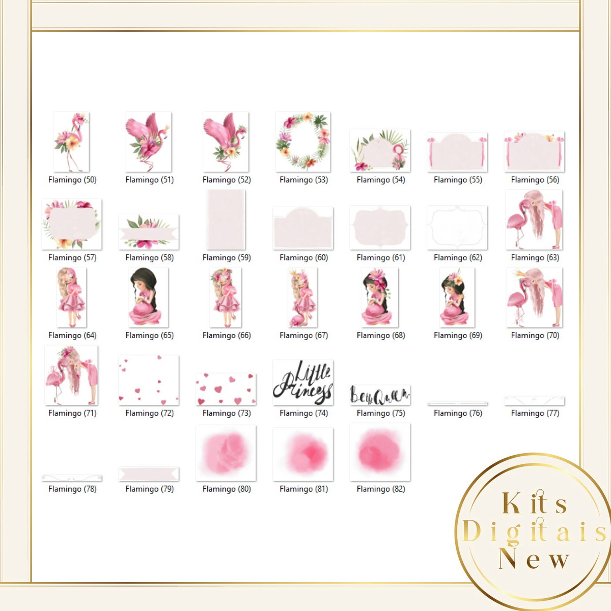 Flamingo Aquarela Kit Digital - Imagem 2