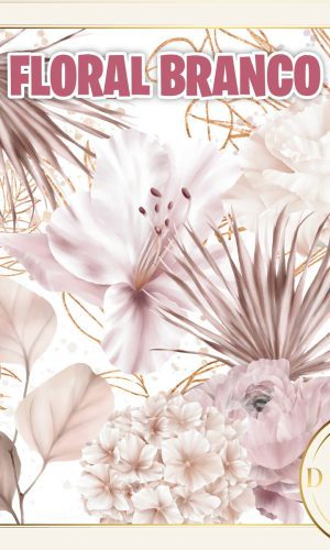 Floral Flor Aquarela Branco Kit Dogotal