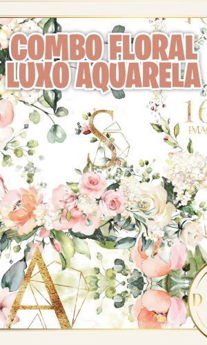 Floral Flor Aquarela Luxo Kit Digital