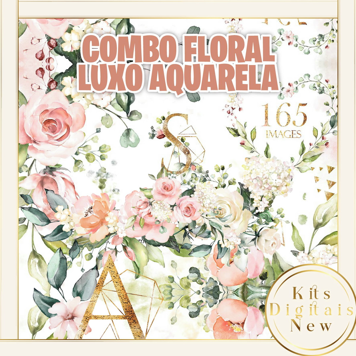 Floral Flor Aquarela Luxo Kit Digital